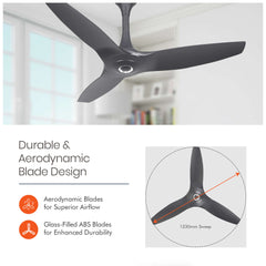 Aeroquiet BLDC Noiseless Ceiling Fan | 5 Years Warranty 1200mm Daytone Grey