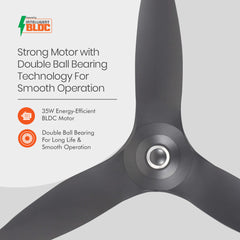 Aeroquiet BLDC Noiseless Ceiling Fan | 5 Years Warranty 1200mm Daytone Grey