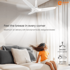 Aeroquiet Neu BLDC Pro Ceiling Fan | Whisper Quiet | Remote Controlled 1230MM White