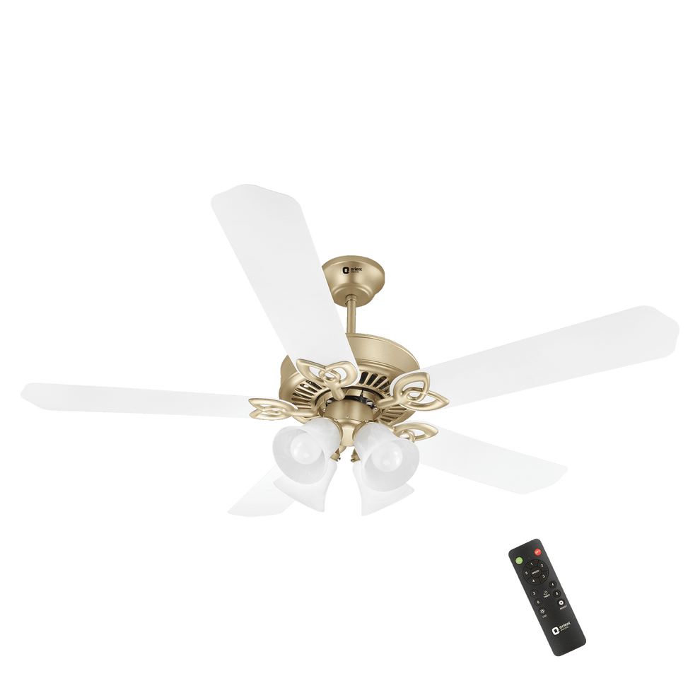 Subaris Underlight Premium Ceiling Fan with Remote | 2-year Warranty 1300MM Antique Gold White