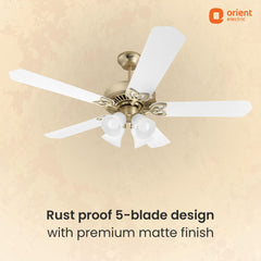 Subaris Underlight Premium Ceiling Fan with Remote | 2-year Warranty 1300MM Antique Gold White